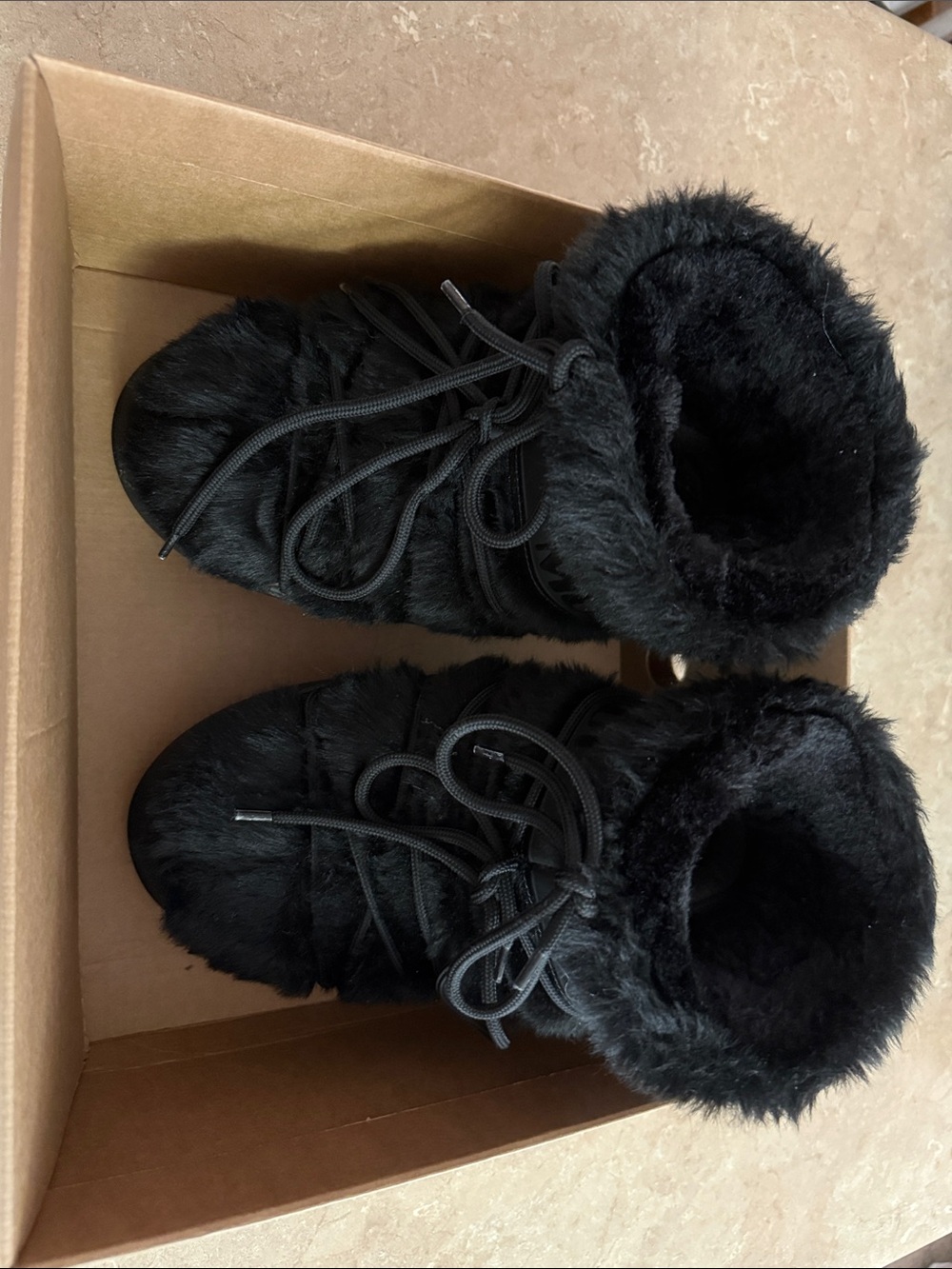 Moon Boot Black Faux-Fur Winter Lace-Up Boots - Picture 2 of 4